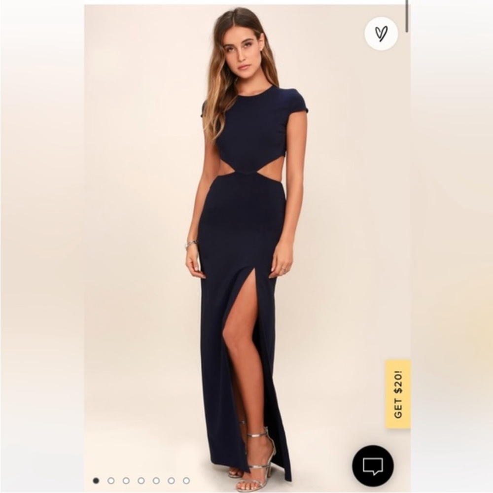 Lulu’s cut out and open back long, formal dress. Navy blue. Only worn once!